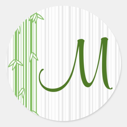 Monogram with Bamboo Background - Letter M Sticker | Zazzle