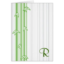 Monogram with Bamboo Background - Letter R Greeting Cards