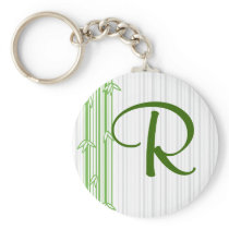 Monogram with Bamboo Background - Letter R Key Chains