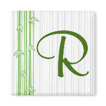 Monogram with Bamboo Background - Letter R Refrigerator Magnet