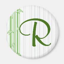 Monogram with Bamboo Background - Letter R Fridge Magnet