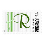 Monogram with Bamboo Background - Letter R Postage Stamp