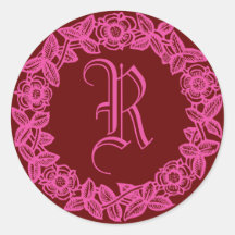 Monogram with Floral Border Stickers