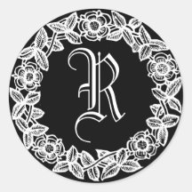 Monogram with Floral Border Stickers
