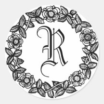 Monogram with Floral Border Stickers