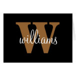 Monogram with Last Name Overlay Note Card