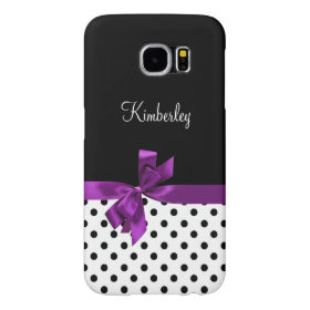 Monogram With Purple Bow Samsung Galaxy S6 Cases
