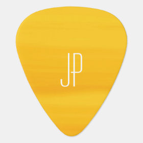 Monogram with soft shades of golden orange stripes guitar pick