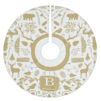 Monogram Woodland Holiday Tree Skirt / Gold