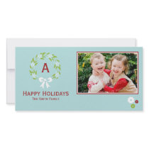 Monogram Wreath Christmas Photo Card photo cards