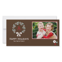 Monogram Wreath Christmas Photo Card photo cards