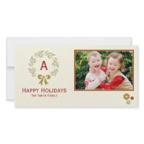 Monogram Wreath Christmas Photo Card photo cards