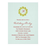 Monogram Wreath Holiday Party Invitations invitations