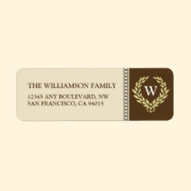Monogram Wreath Return Address Labels (brown) labels