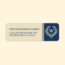 Monogram Wreath Return Address Labels (navy) labels