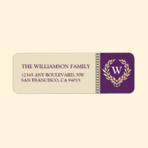 Monogram Wreath Return Address Labels (purple) labels