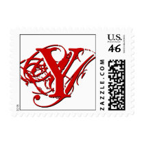 Monogram "Y" Postage Stamp (Square Size) Red