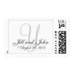 Monogram Y Wedding Date Bride & Groom Postage