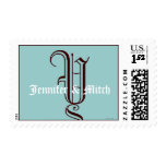 Monogram Y Wedding Names Aqua Espresso Postage