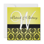 Monogram Yellow &amp; Black Damask Wedding Invitations