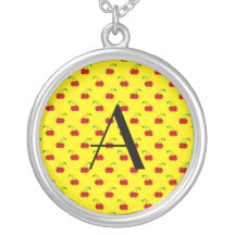 Monogram yellow cherry pattern necklaces