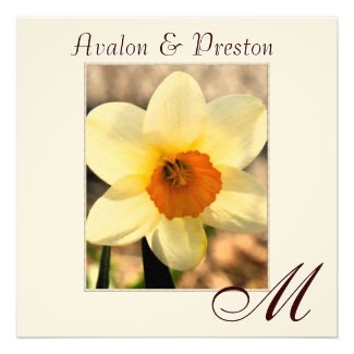 Monogram Yellow Daffodil Summer Wedding Invitation