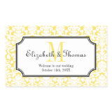 Monogram yellow damask frame out of town gift bag stickers