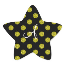 Monogram yellow glitter polka dots sticker