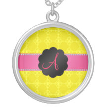 Monogram yellow retro circles necklace