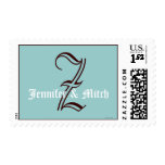 Monogram Z Wedding Names Aqua Espresso Postage