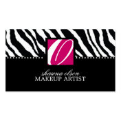 Monogram Zebra Business Cards