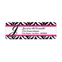 Monogram Zebra Print and Pink Lace Custom Return Address Label