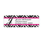 Monogram Zebra Print and Pink Lace Custom Return Address Label