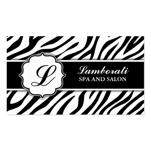 Monogram Zebra Print Hair Stylist Hairdresser Business Cards