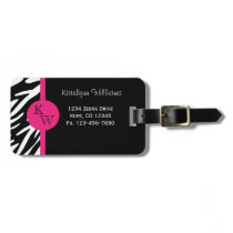 Monogram Zebra Stripe with Pink Luggage Tag luggage tags