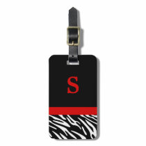 Monogram Zebra Stripe with Red Luggage Tag luggage tags