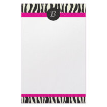 Monogram Zebra Stripes Customizable Stationery