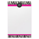Monogram Zebra Stripes Customizable Stationery