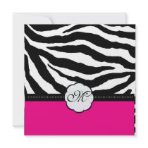 Monogram/Zebra Stripes Wedding Invitations