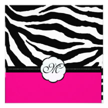 Monogram/Zebra Stripes Wedding Invitations