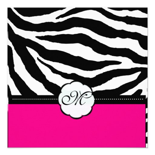 Monogram/Zebra Stripes Wedding Invitations