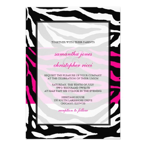Monogram/Zebra Stripes Wedding Invitations