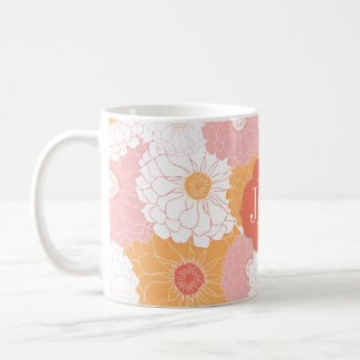 Monogram Zinnia Mugs