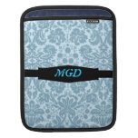 Monograma floral de la turquesa del nouveau del ar funda para iPads