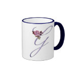 Monograma rosado G de los rosas Taza