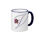 Monograma rosado V de los rosas Tazas