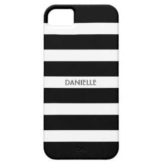 Monogramed Black & White Stripes Pattern iPhone 5 Case