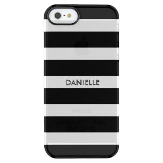 Monogramed Black & White Stripes Pattern Uncommon Clearly™ Deflector iPhone 5 Case