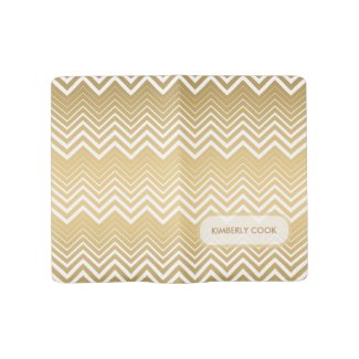 Monogramed Gold And White Zigzag Chevron Large Moleskine Notebook Cover With Notebook
