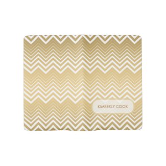 Monogramed Gold And White Zigzag Chevron Large Moleskine Notebook Cover With Notebook